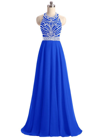 Gorgeous A-line Floor Length Chiffon Prom Dresses Evening – Sassymyprom