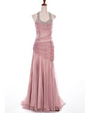 Halter Crystal A-Line Pleats Evening Dress