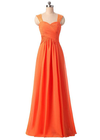 Orange Charming Chiffon Sweetheart Neckline A-Line Prom Dresses