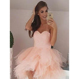 Sweetheart Pink Short/Mini A-Line Tulle Beading Homecoming Dress