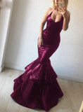 Sexy Black Sequins V-neck Mermaid Long Prom Dress