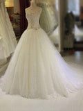 Sequined Tulle Beading Crystal Wedding Gown