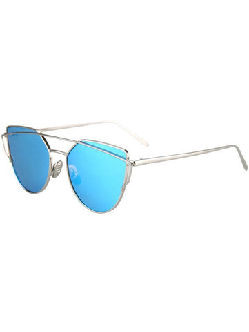 Blue Metal Bar Silver Frame Sunglasses