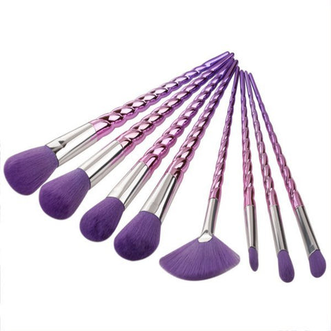 Foundation EyeShadow Blush Cosmetic Tools Purple Handle Hair