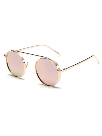 Chunky Frame Round Mirrored Sunglasses