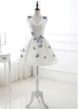 Real Photo Tulle V-neck Neckline Short Length A-line Homecoming dresses With Embroidery Butterfly