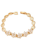 18K Gold Plated Bracelet, Micro Pave AAA Zircon Snowflake, Golden, 175mm