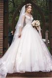 V-Neck Appliques Sleeveless Tulle A Line Lace Wedding Dress