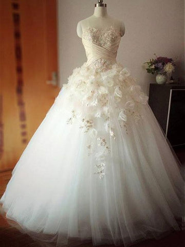 Beading Flowers Ball Gown Wedding Dress