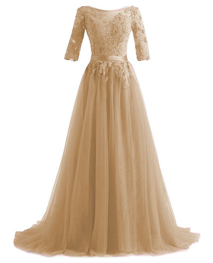 Lace Half Sleeves Formal Prom Dress Elegant Long Evening Dresses US2 / As The Pictures Lace Half Sleeves Formal Prom Dress Elegant Long Evening Dresses US2 / As The Pictures