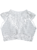 White Crochet Cropped Cover Up Top