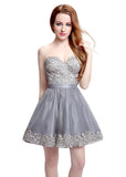 Marvelous Tulle & Organza Sweetheart Neckline Short-length A-line Homecoming Dresses With Pocket