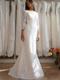  3/4 Length Sleeves Mermaid Wedding Dress