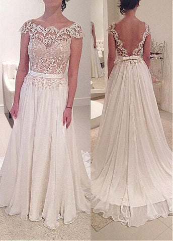 Tulle & Chiffon Scoop Long A-line Wedding Dress With Belt