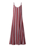 New Arrival Stripe Spaghetti Strap Backless Beach Maxi Dress