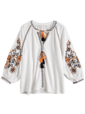 String Tassels Embroidered Blouse
