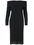 Black Foldover Off The Shoulder Midi Dress