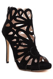 Hollow Out Peep Toe Black Sandals