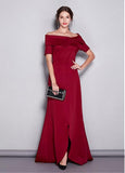 Elegant Off-the-shoulder Red A-line Evening Dress