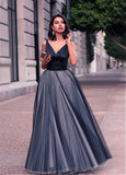 V-Neck  Ball Gown Evening Dress With Bowknot