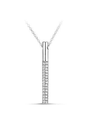 Zirconia Bar Pendant 925 Silver Plated Necklace