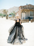 Black Sweetheart Lace Appliques Tulle Prom Dress