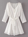 White Mini Beaded Lace Dress