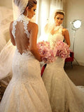  See-Through Tulle Back Sequins Lace Trumpet/Mermaid Wedding Dress