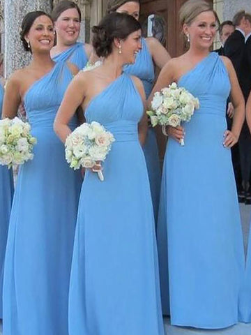 One-Shoulder Chiffon Sleeveless Bridesmaid Dress