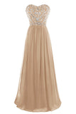 A Line Sweetheart Beaded Lace Up Back Floor Length Evening Dress