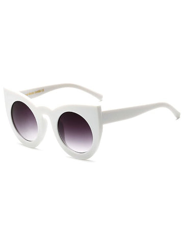 White Round Lens Cat Eye Sunglasses