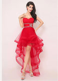 Red Exquisite Silk-like Tulle Sweetheart Neckline Hi-lo A-line Prom Dresses