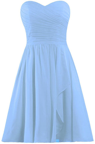 Light Blue Short Bridesmaid Dresses Chiffon Wedding Party Dress