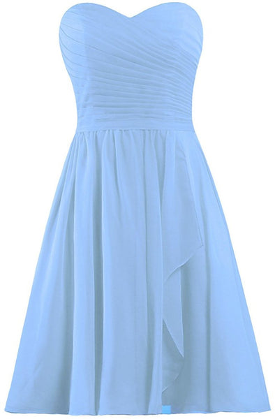 Light Blue Short Bridesmaid Dresses Chiffon Wedding Party Dress ...