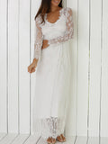 White See-Through Lace Dress With Sleeves