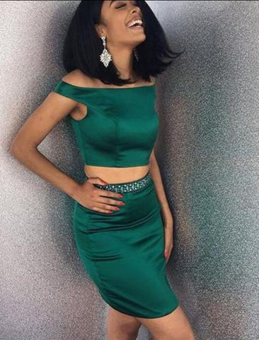 Dark Green Two Piece Homecoming Dres