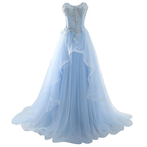 Ice Blue Lace Up Prom Dress – Sassymyprom Ice Blue Lace Up Prom Dress – Sassymyprom