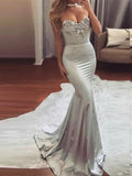Silver Mermaid Sweetheart Beading Evening Dress