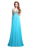 Chic Tulle & chiffon Sweetheart Neckline Full-length A-line Neckline Prom Dresses With Beadings