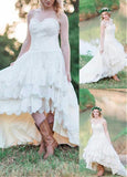 Fabulous Tulle Sweetheart Neckline Hi-lo A-line Wedding Dresses With Lace Appliques