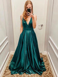 Zipper Up Satin Floor Length Halter Green Bowknot Long Prom Dress