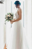 Appliques Simple Elegant A Line Tulle Halter Wedding Bridal Dress