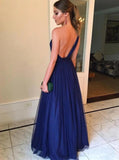 One Shoulder Pleats Tulle A Line Prom Dress