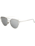 Blue Metal Bar Silver Frame Sunglasses