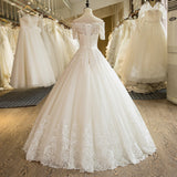 Short Sleeve Tulle Lace Wedding Dress