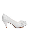 Sweet Satin Upper Peep Toe Stiletto Heels Wedding/ Bridal Shoes With Lace & Flowers & Rhinestones
