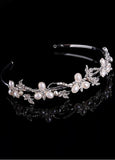 Shimmering Silver Plated Alloy Tiara With Rhinestones & Pearls