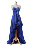 Modest Stretch Satin Sweetheart Neckline Hi-lo A-line Homecoming Dresses With Beading