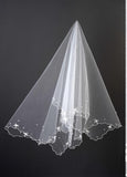 Beautiful White Net Yarn Imitation Pearl Wedding Veil
