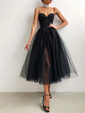 Black Tulle A Line Short Mini Party Dress